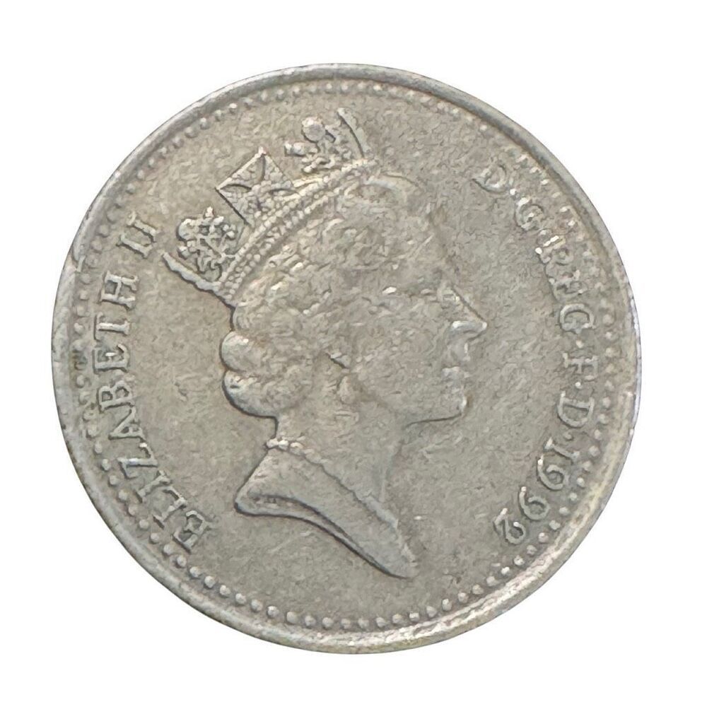 1992 - 10 Pence - Elizabeth II 3rd portrait; small type KM# 938b - Copper-Nickel